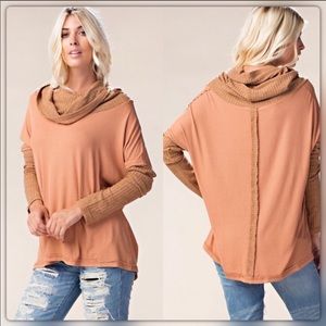 😍CAMEL COWL NECK TOP